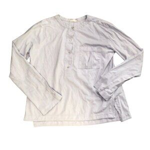 Skin Organic Long Sleeve Supima Cotton Lounge Shirt in Light Grey
